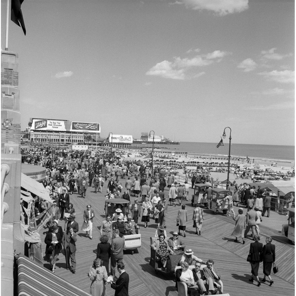 1950s Crowd People Men Women Children Boardwalk Atlantic City Nj Usa Poster Print By Vintage Collection Image 1