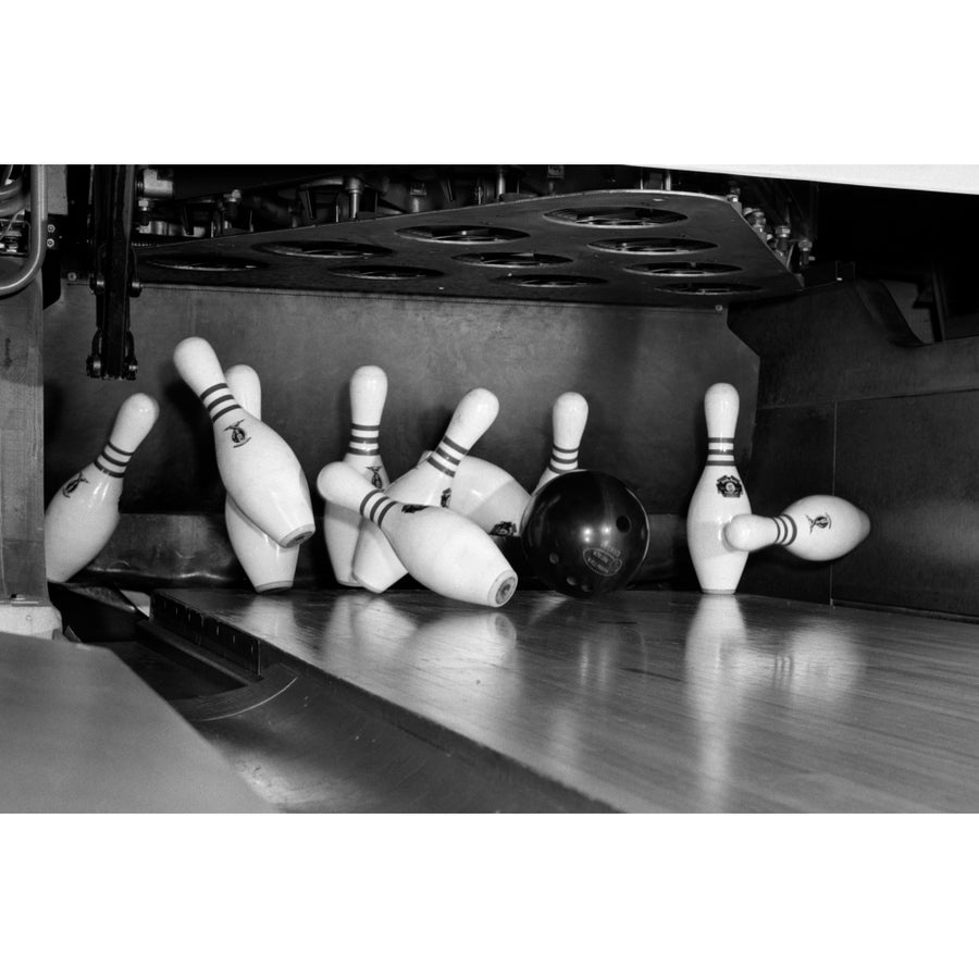 1960s Close-Up Of Bowling Ball Hitting Pins Poster Print By Vintage Collection Image 1