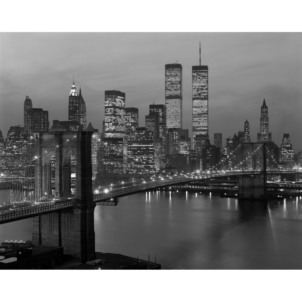 1980s York City Lower Manhattan Skyline Brooklyn Bridge World Trade Center Print By Vintage Collection Image 1