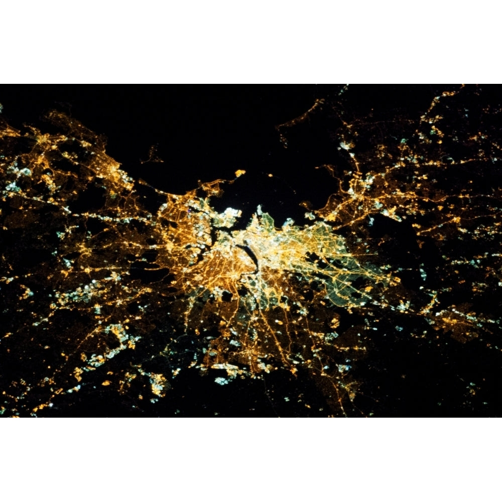 Night time satellite image of Boston Suffolk County Massachusetts USA Poster Print by Panoramic Images Image 1