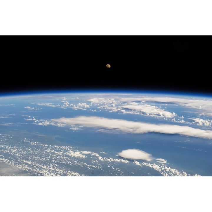 View of planet Earth from space showing North America and Moon in the Sky Poster Print by Panoramic Images Image 1