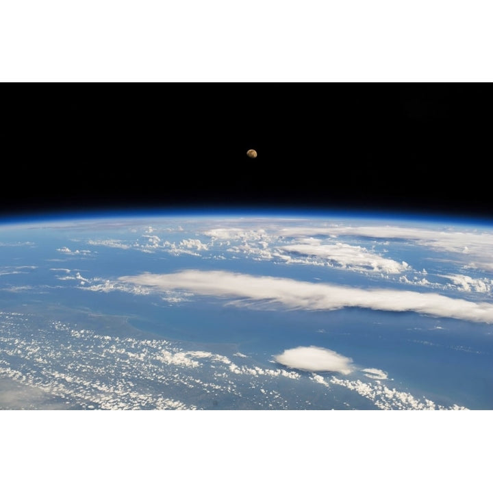 View of planet Earth from space showing North America and Moon in the Sky Poster Print by Panoramic Images Image 1