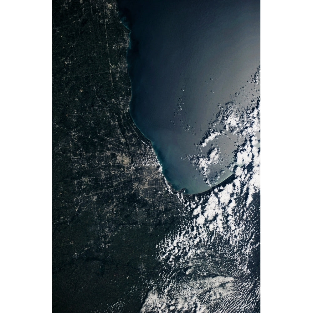 Satellite view of Lake Michigan with Chicago Illinois USA Poster Print by Panoramic Images Image 2