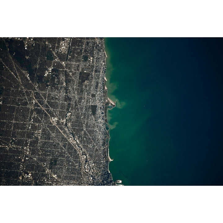 Satellite view of Chicago and Lake Michigan Illinois USA Poster Print by Panoramic Images Image 2