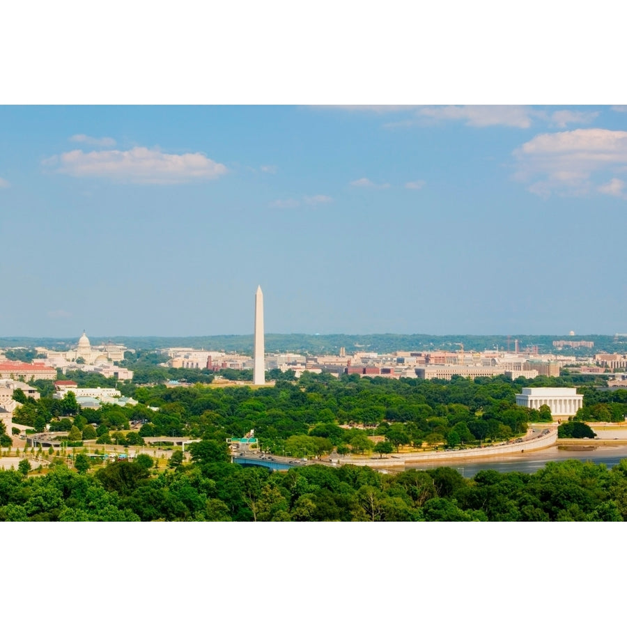 Washington D.C. aerial view with US Capitol Washington Monument Lincoln Memorial and Potomac River Print by Panoramic Image 1