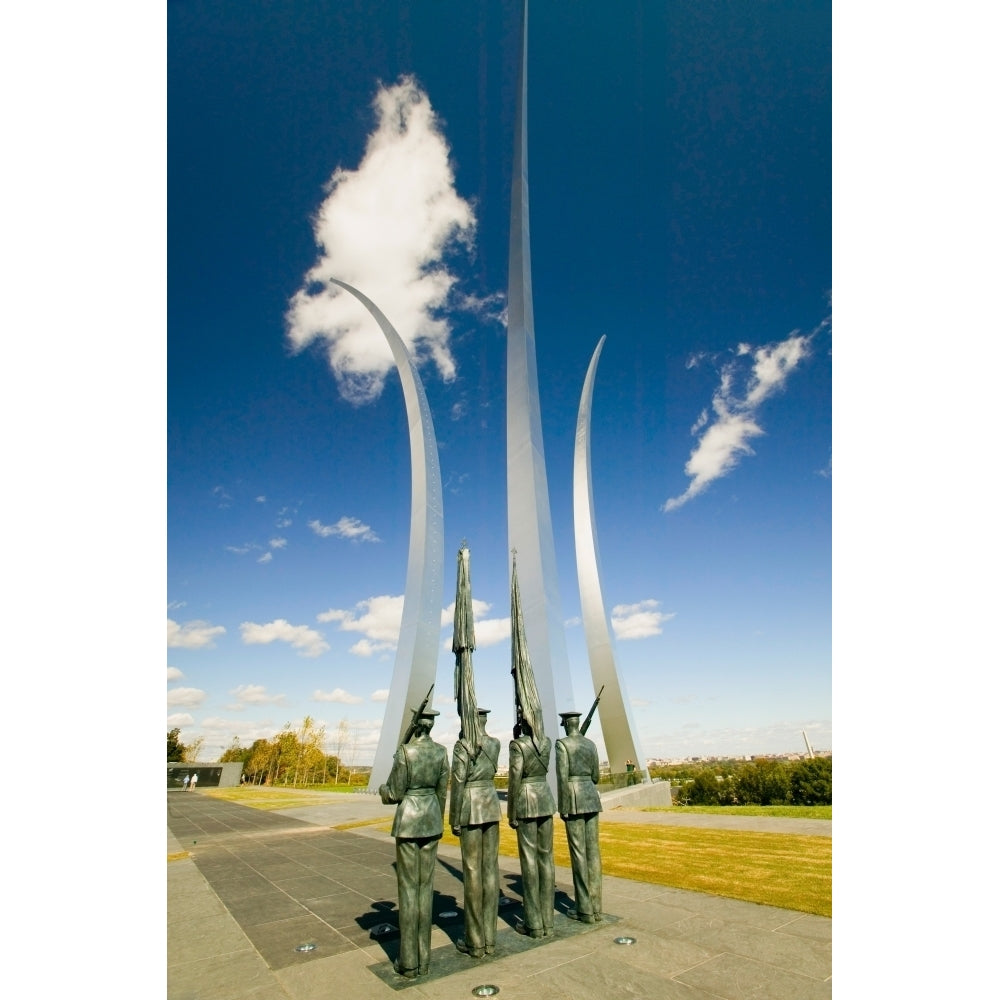 Bronze Honor Guard and three soaring spires of the Air Force Memorial One Air Force Memorial Drive Arlington Virginia Image 1