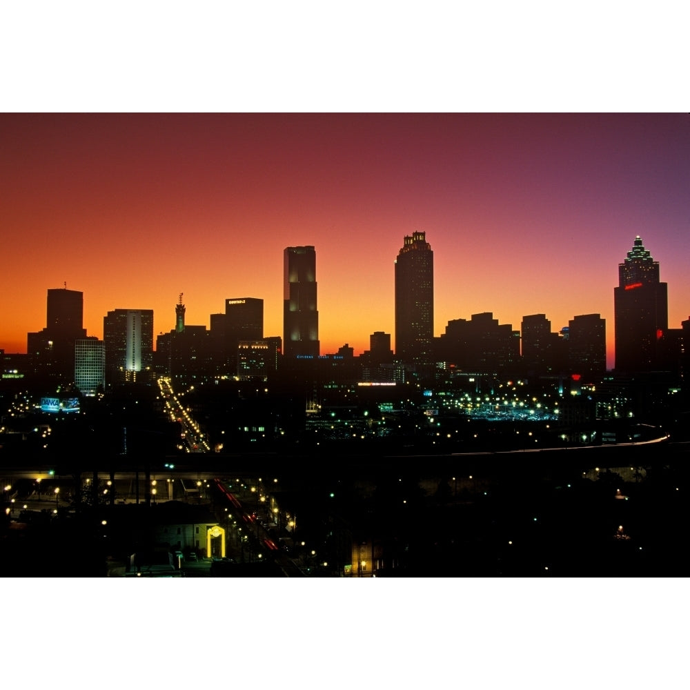 Skyline view at sunset of the state capital of Atlanta Georgia Poster Print by Panoramic Images Image 2