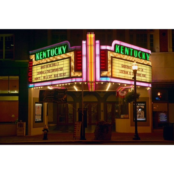 Lexington Kentucky neon marquee sign for movie theater saying Kentucky Poster Print by Panoramic Images Image 1