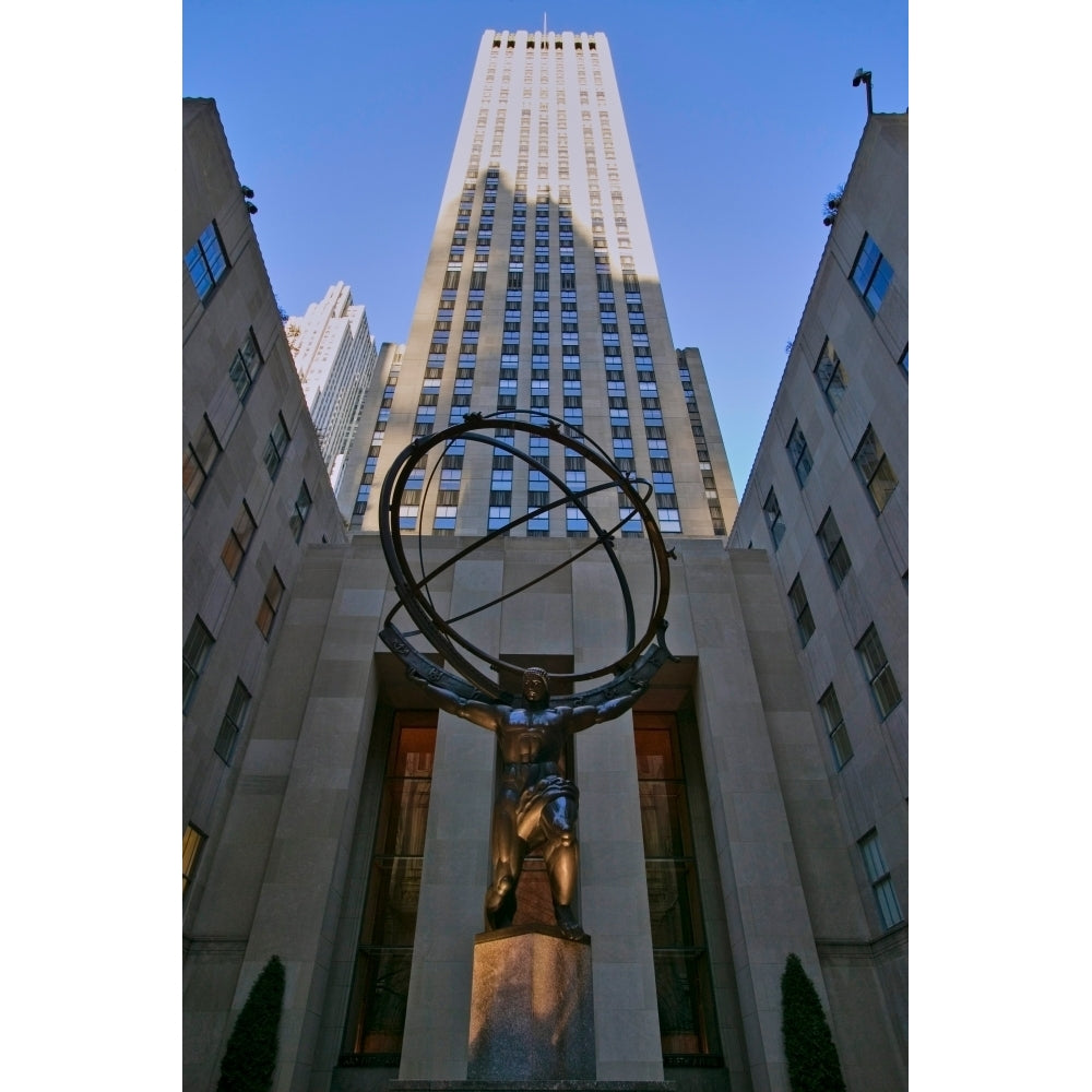 Atlas Statue holding the world at Rockefeller Center York City York Poster Print by Panoramic Images Image 2