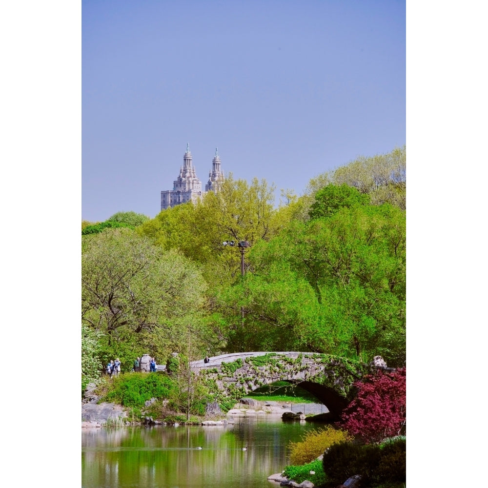 Lake in Central Park in Spring with Dakota Apartments in background York City York Print by Panoramic Images Image 1