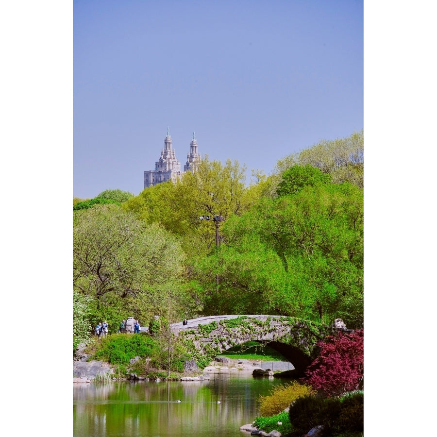 Lake in Central Park in Spring with Dakota Apartments in background York City York Print by Panoramic Images Image 1