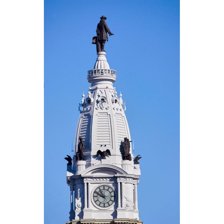 Statue of William Penn high atop City Hall in downtown Philadelphia Pennsylvania Print by Panoramic Images Image 1