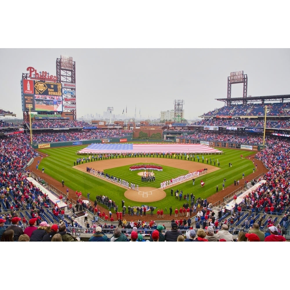 Opening Day Ceremonies featuring gigantic American Flag in Centerfield on March 31 2008 Citizen Bank Park where 44 553 Image 1