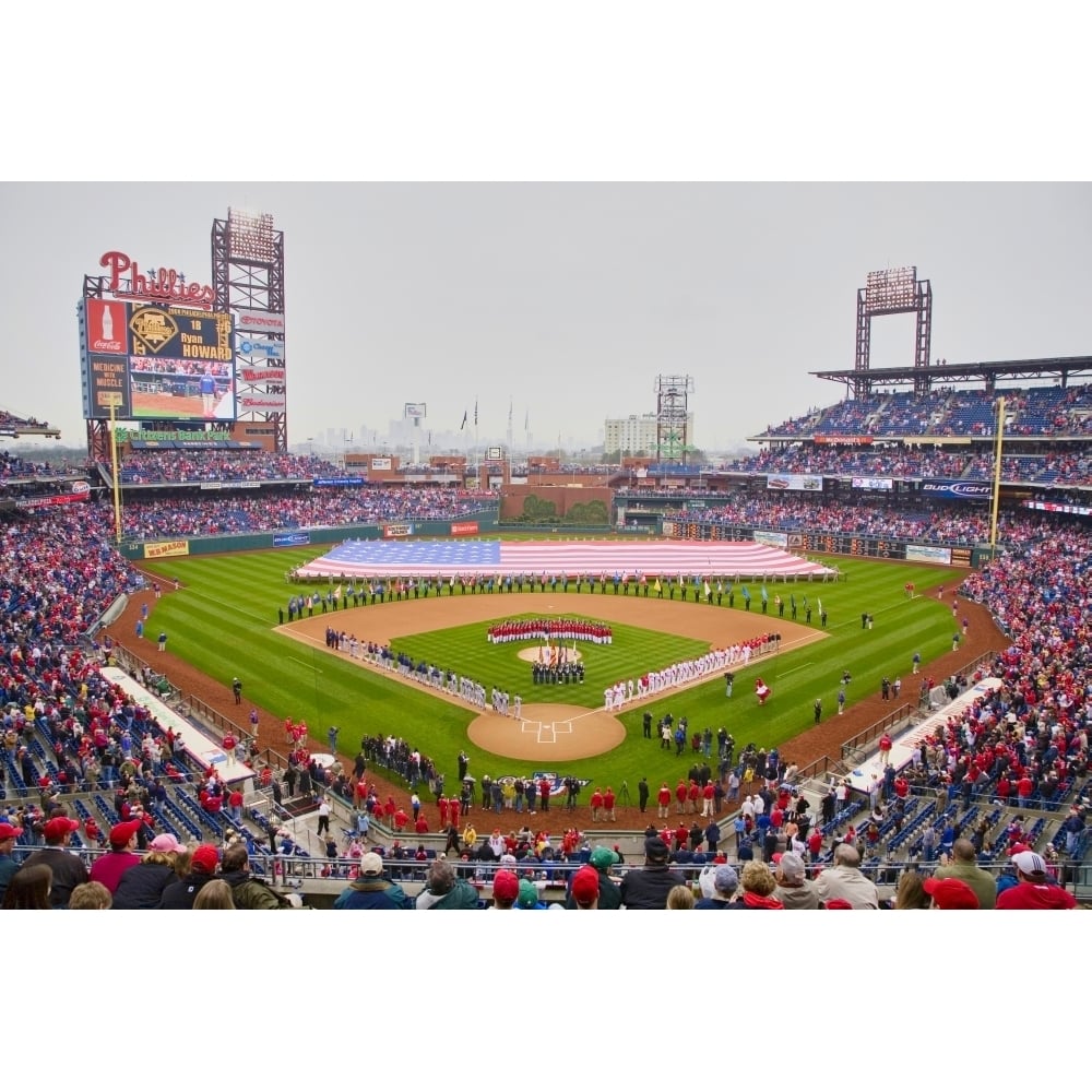 Opening Day Ceremonies featuring gigantic American Flag in Centerfield on March 31 2008 Citizen Bank Park where 44 553 Image 1