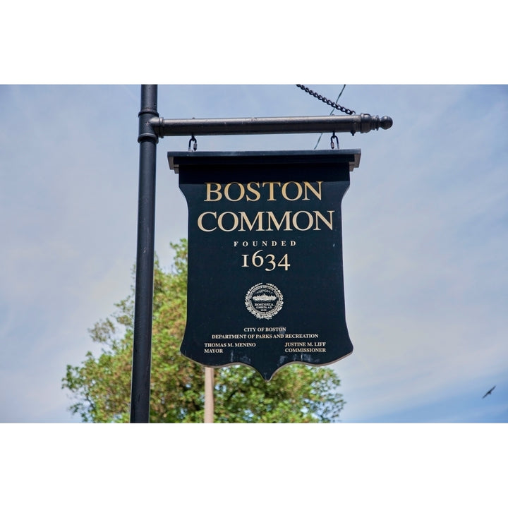 Boston Common park sign Boston MA Poster Print by Panoramic Images Image 1