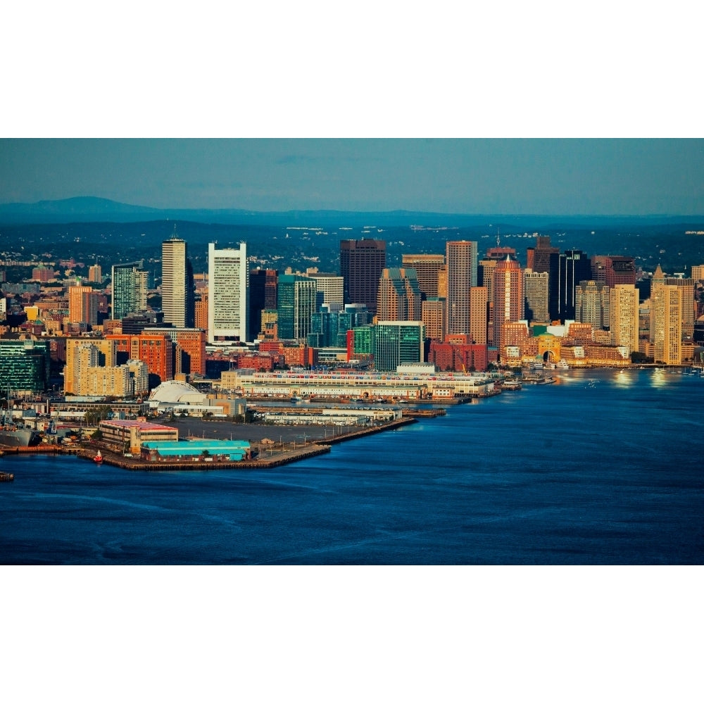 AERIAL morning view of Boston Skyline and Financial District and Wharf area Boston MA Print by Panoramic Images Image 1