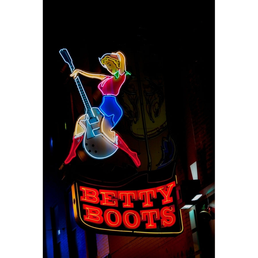 Betty Boots Neon Sign Lower Broadway Nashville Tennessee Poster Print by Panoramic Images Image 1