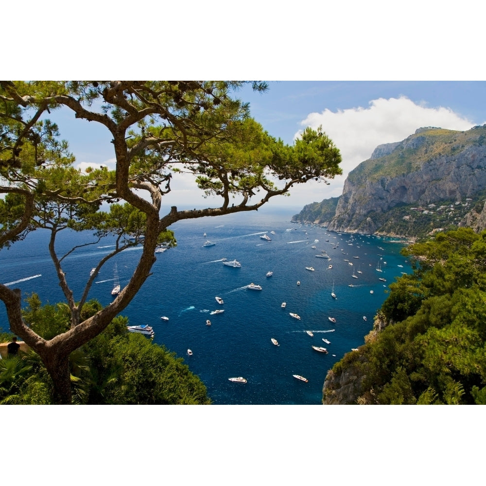 Elevated view of blue waters of the City of Capri an Italian island off the Sorrentine Peninsula on the south side of Image 1