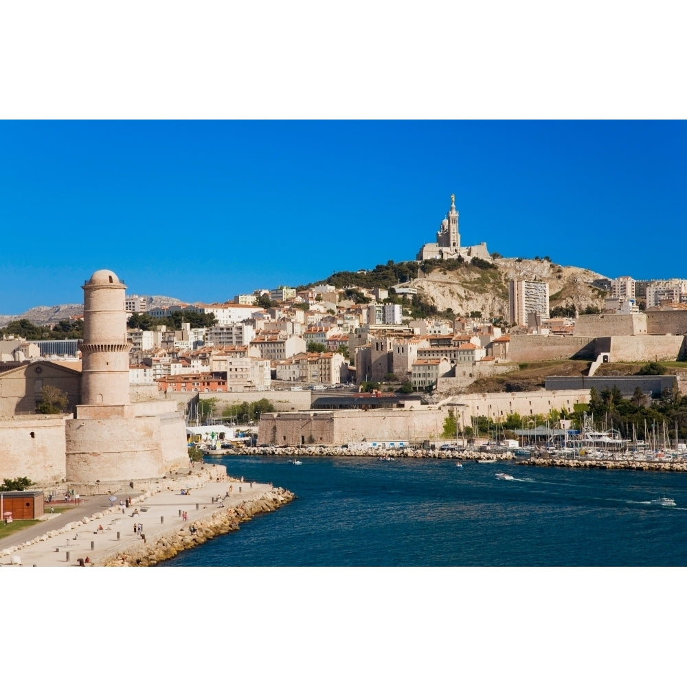 Fort Saint-Jean and old port of third largest city in France Marseille Provence France on the Mediterranean Sea Print Image 1