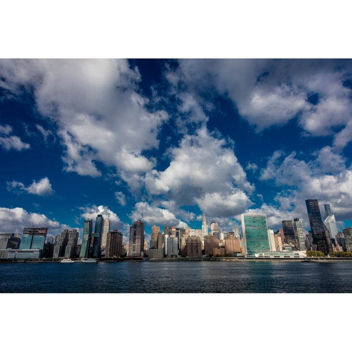 Skyline of Midtown Manhattan seen from the East River showing the Chrysler Building and the United Nations building Image 1