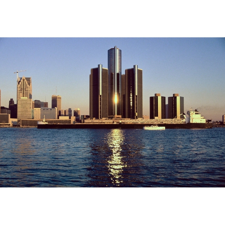 Skyscrapers by the water in Detroit Poster Print by Panoramic Images Image 2