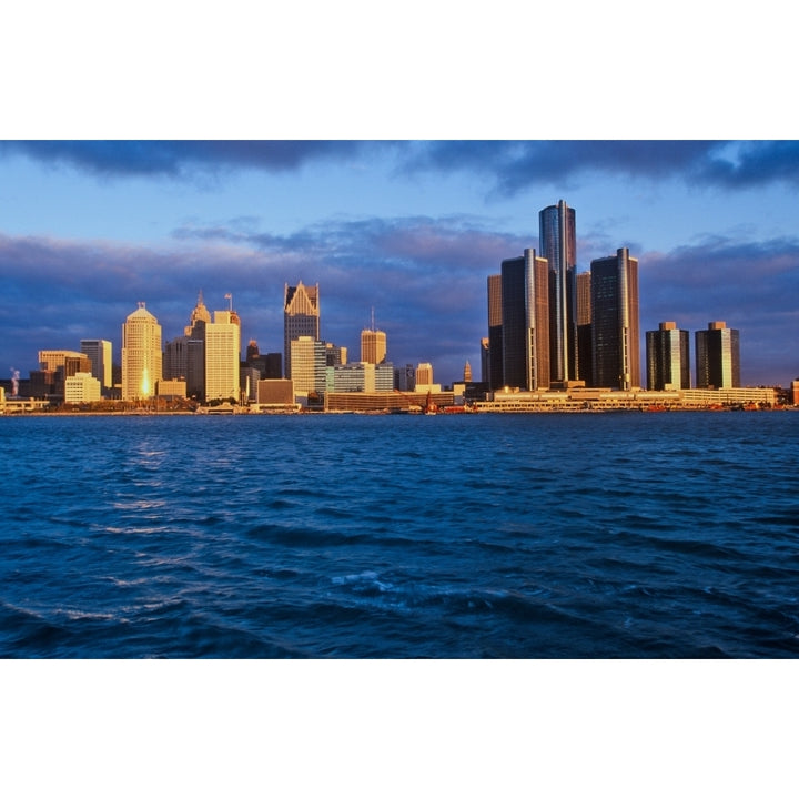 Detroit skyline at sunrise from Windsor Canada Poster Print by Panoramic Images Image 1