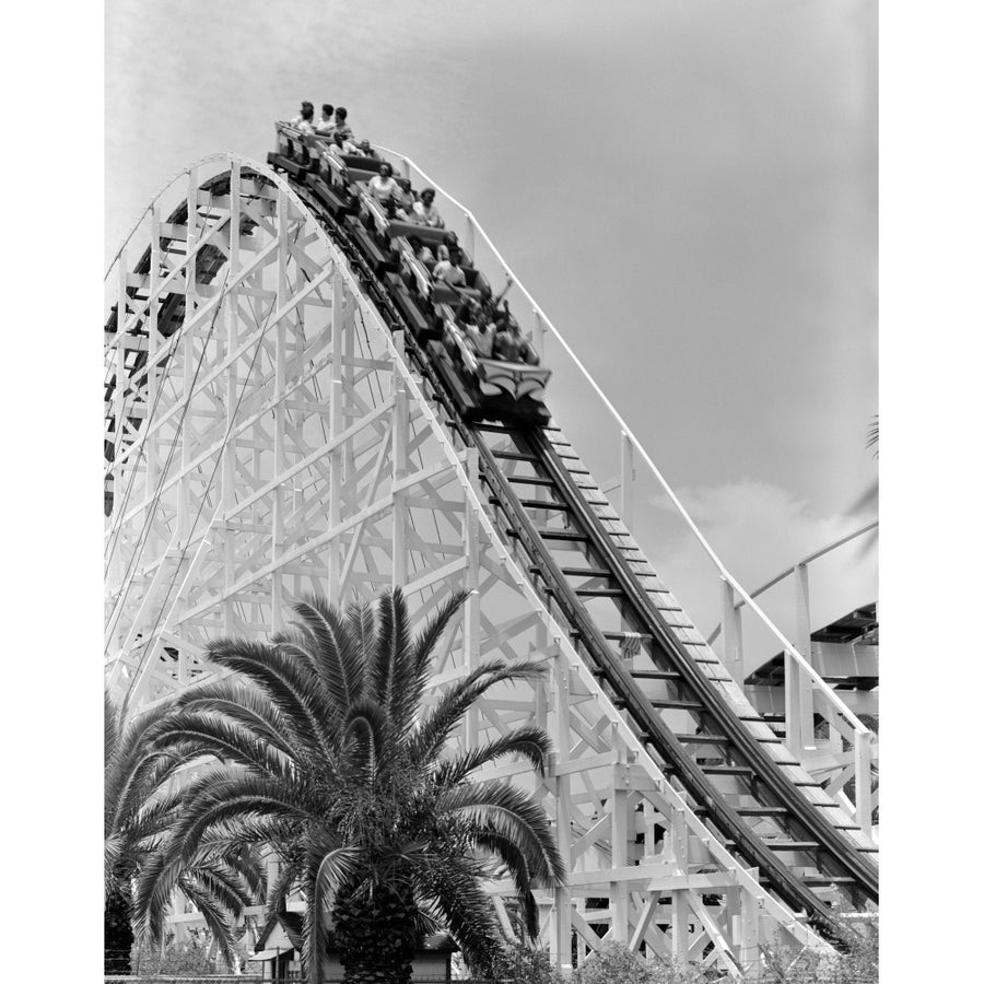 1960s Young People Riding Wooden Roller Coaster Poster Print By Vintage Collection Image 1