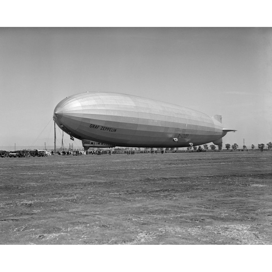 1920s German Rigid Airship Graf Zeppelin D-Lz-127 Moored Being Serviced By Small Crew October 10 1928 Lakehurst Image 1