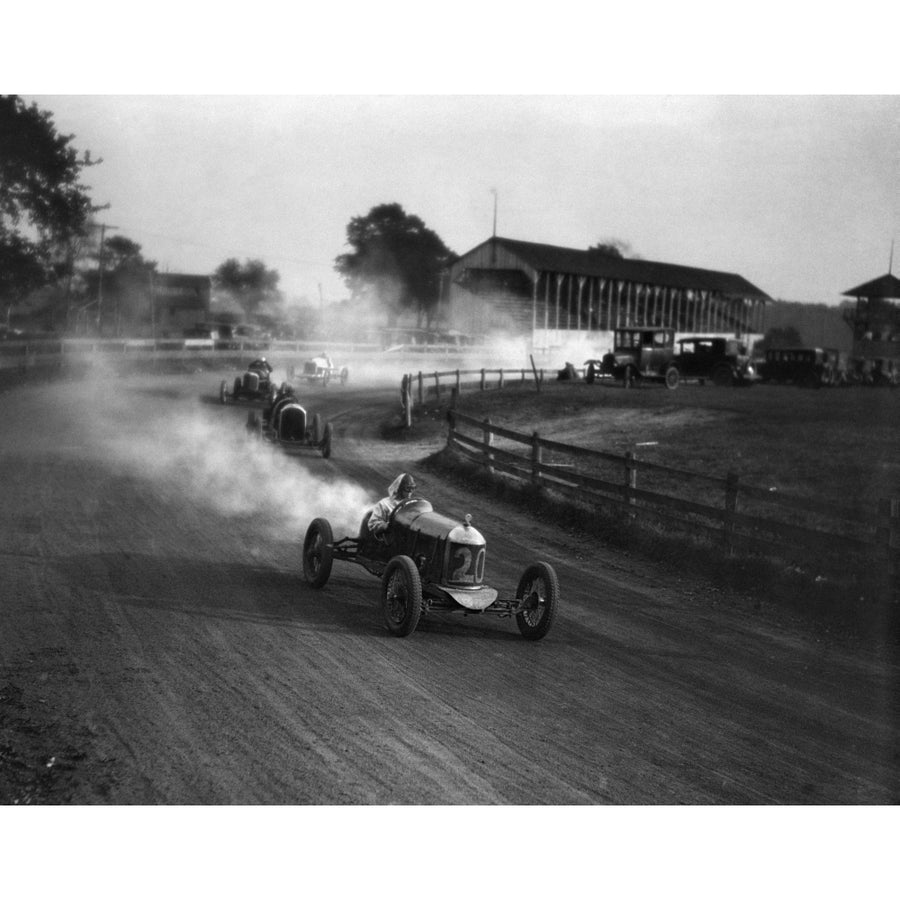 1930s Auto Race On Dirt Track With Cars Going Around Turn Kicking Up Dust Poster Print By Vintage Collection Image 1