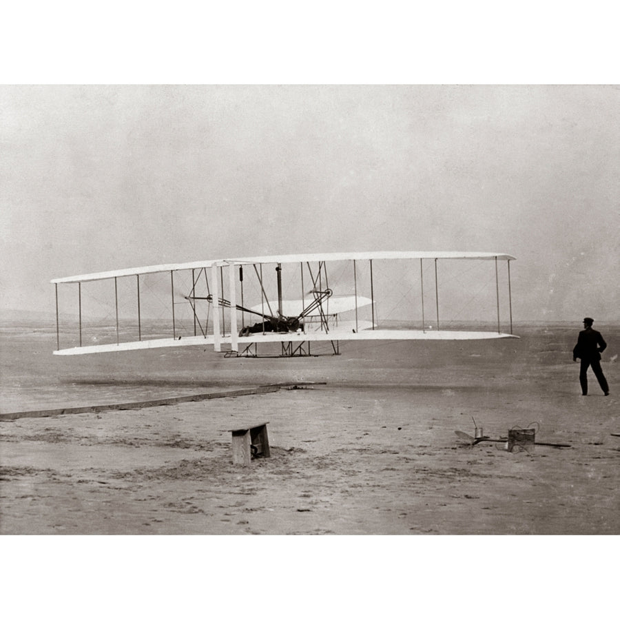 1903 Wright Brothers Plane Taking Off At Kitty Hawk North Carolina Usa Poster Print By Vintage Collection Image 1