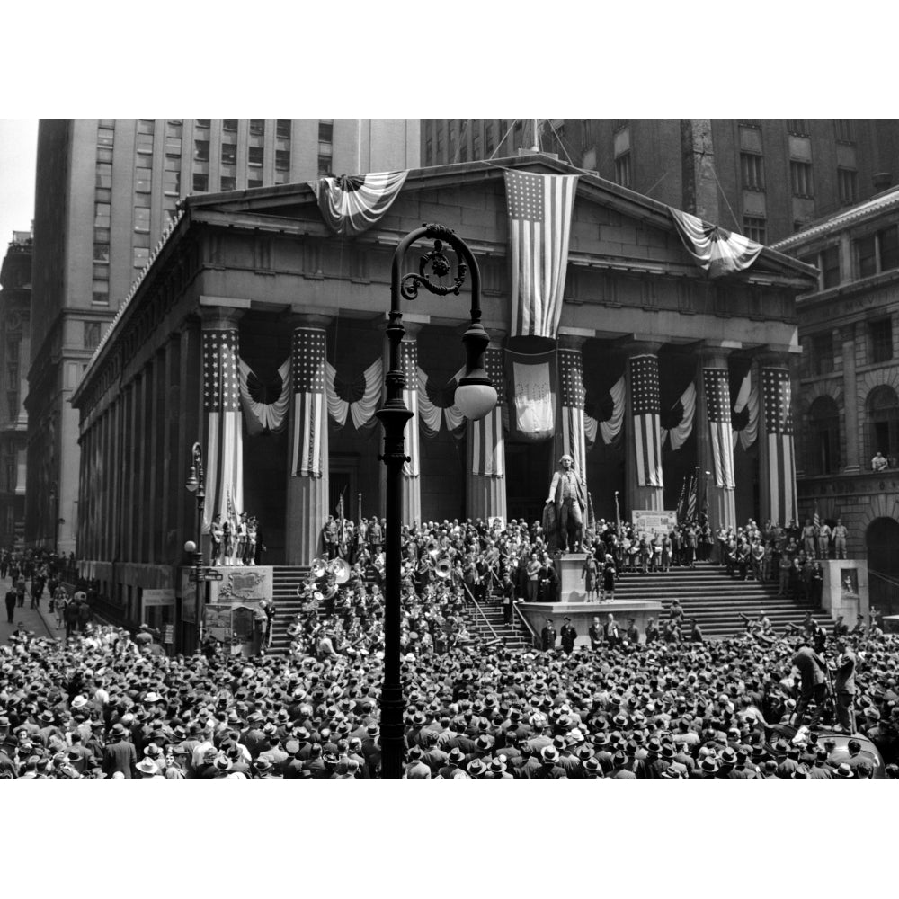 1942 Wwii War Bond Rally Federal Treasury Building York Stock Exchange Wall Street Manhattan York City Usa Print Image 1