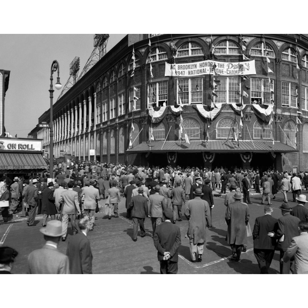 1940s October 1947 Dodger Baseball Fans Pour Into Main Entrance Ebbets Field Brooklyn Borough York City Usa Print By Image 1