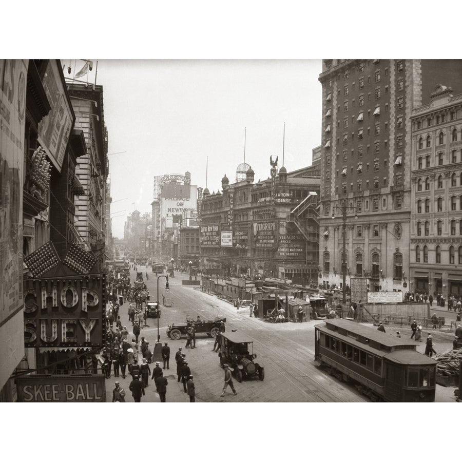 1920s Overhead Sixth Avenue Hippodrome Theater Car and Pedestrian Traffic Workers Digging Subway York City Ny Usa Image 1