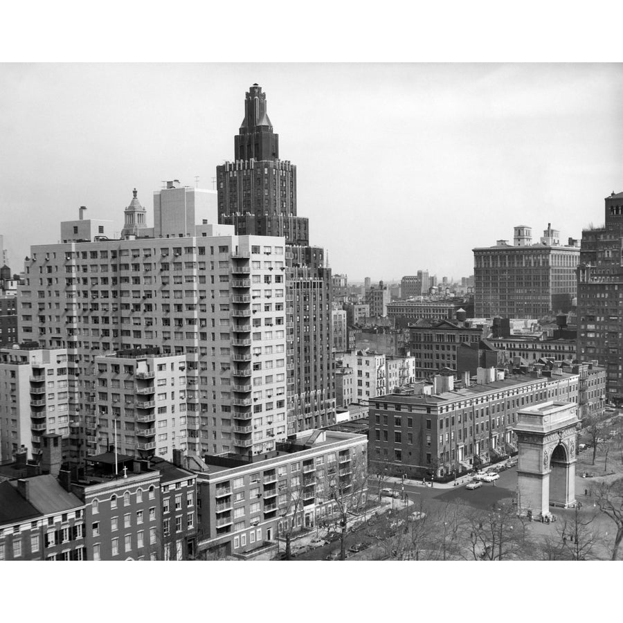 1950s View Washington Square North With Arch Fifth Avenue Buildings Number 1 and 2 Of Washington Square Park York City Image 1