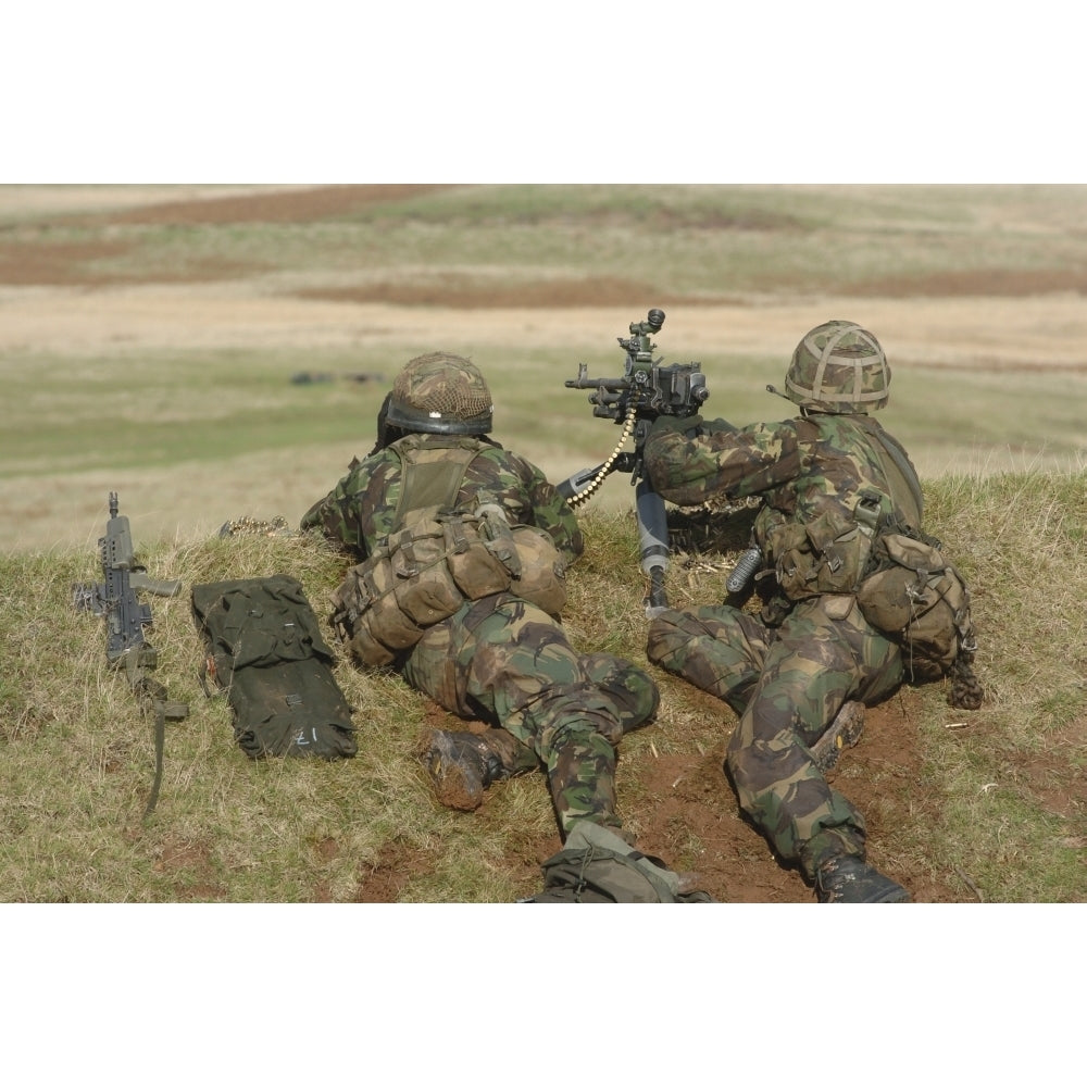 British Army soldiers participate in sustained fire training Poster Print Image 1