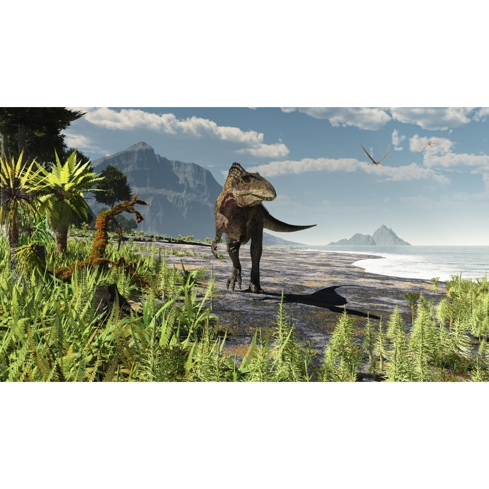 An Acrocanthosaurus roams an Early Cretaceous North America Poster Print Image 1