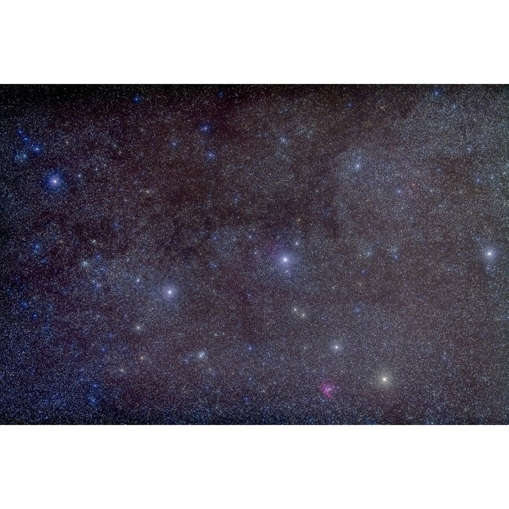 Widefield view of the constellation Cassiopeia with nearby deep sky objects Poster Print Image 1