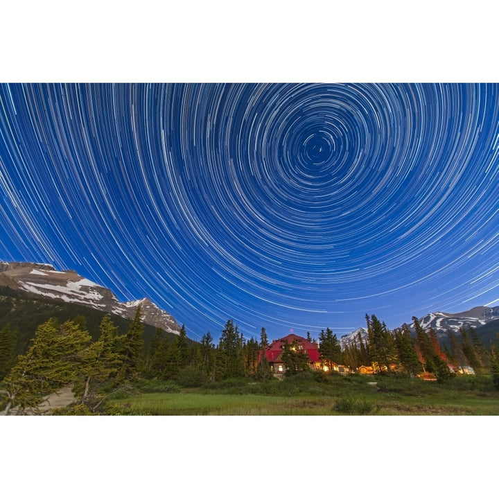 Circumpolar star trails over Banff National Park Alberta Canada Poster Print Image 2