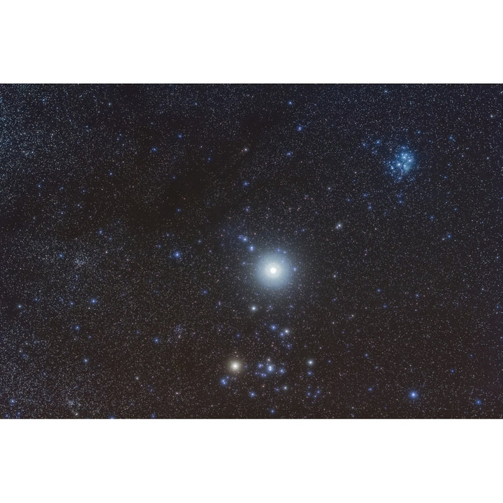 Jupiter in the constellation Taurus with deep sky objects Poster Print Image 1