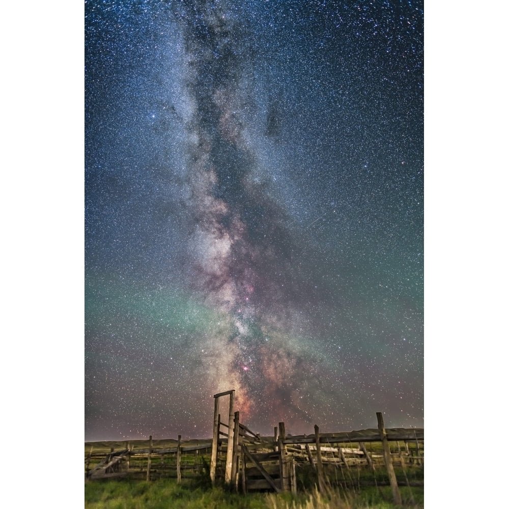 Milky Way over an old ranch corral Poster Print Image 2