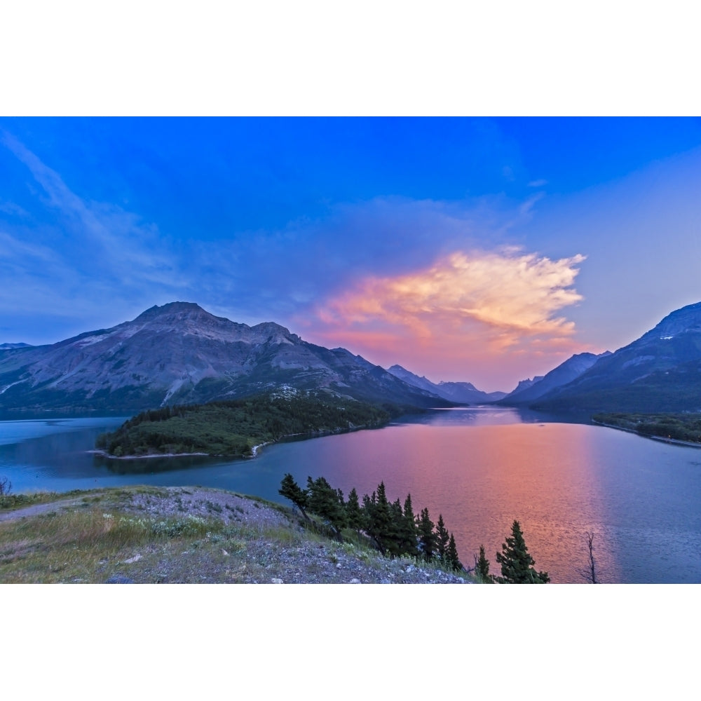 Sunset at Waterton Lakes National Park Alberta Canada Poster Print Image 2