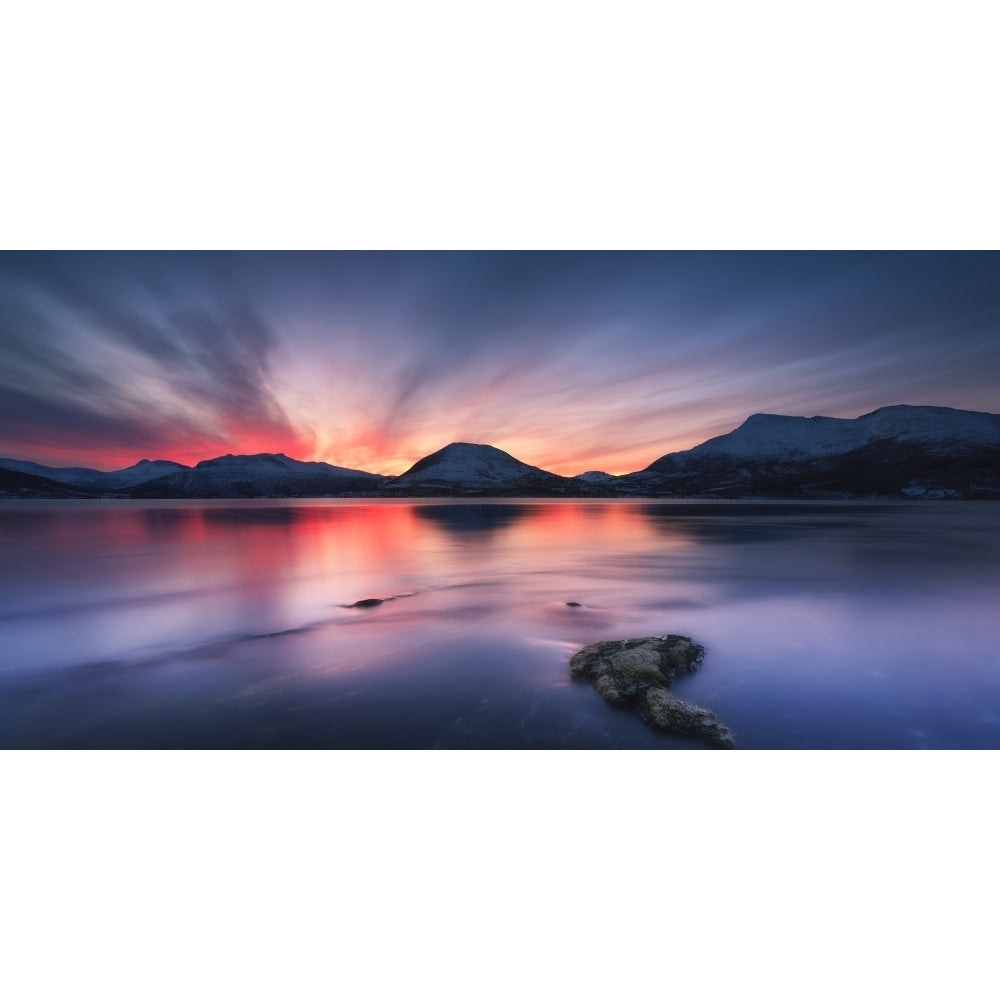 Sunset over Tjeldsundet Troms County Norway Poster Print Image 2