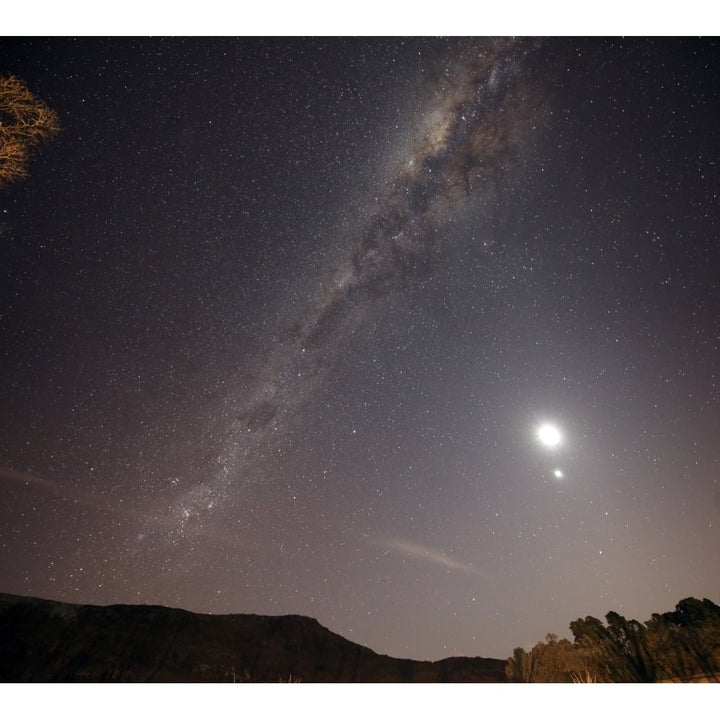 The Milky Way the Moon and Venus over the fields in Azul Argentina Poster Print Image 1