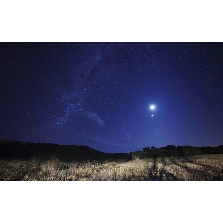 The Moon Venus Mars and Spica in a quadruple conjunction Poster Print Image 1