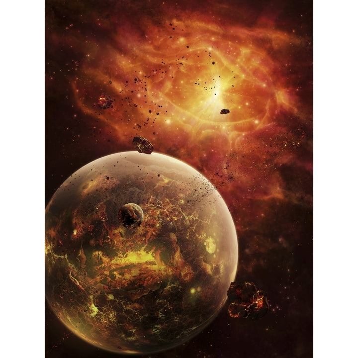 An eye-shaped nebula and ring of glowing debris around a planetary system Poster Print Image 2