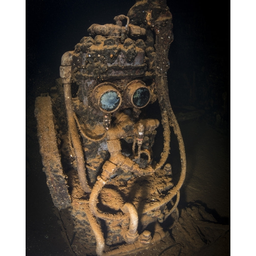 Air compressor inside the machine shop on the Fujikawa Maru shipwreck Micronesia Poster Print by Brandi Mueller/Stocktr Image 2