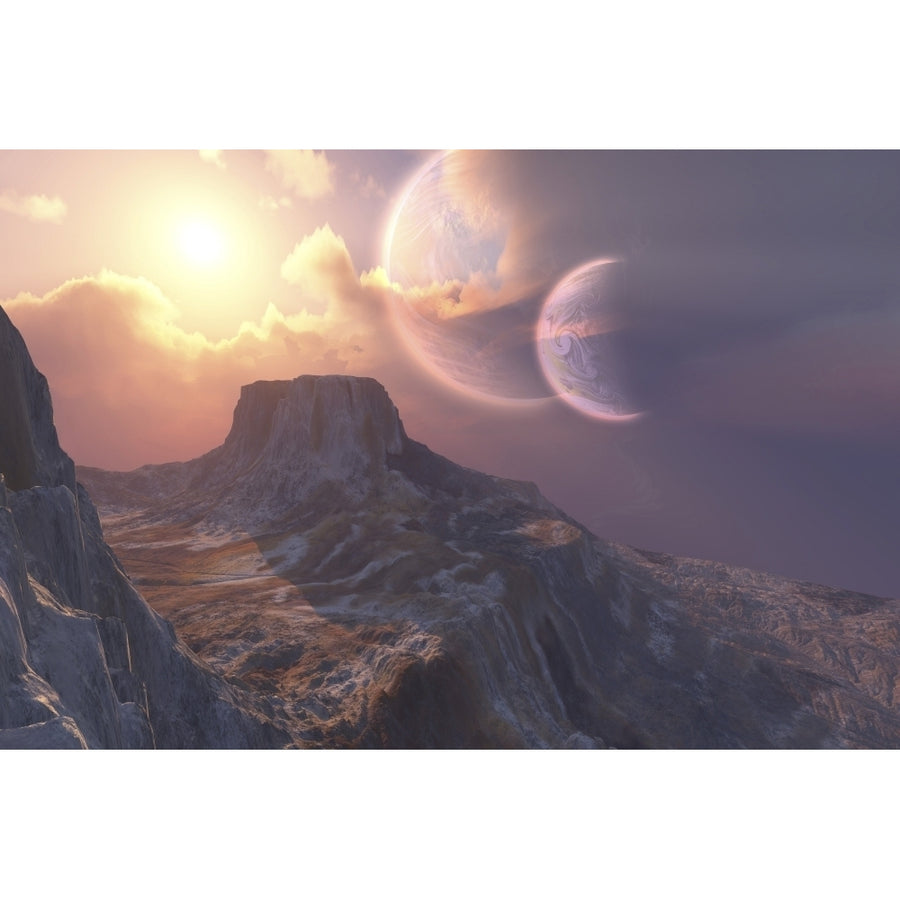 This earthlike planet has a double moon system Poster Print Image 1