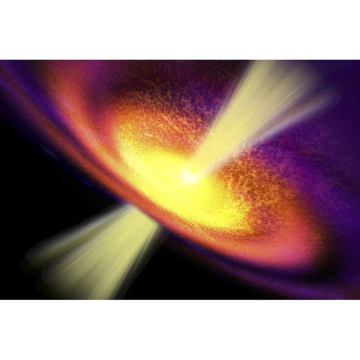 Powerful streams of energy spew out of a black hole in the middle of a galaxy Poster Print Image 1