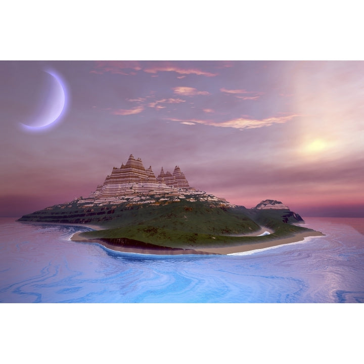 Fantasy seascape of an island Poster Print Image 2