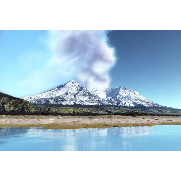 Mount Saint Helens simmers after the volcanic eruption Poster Print Image 1